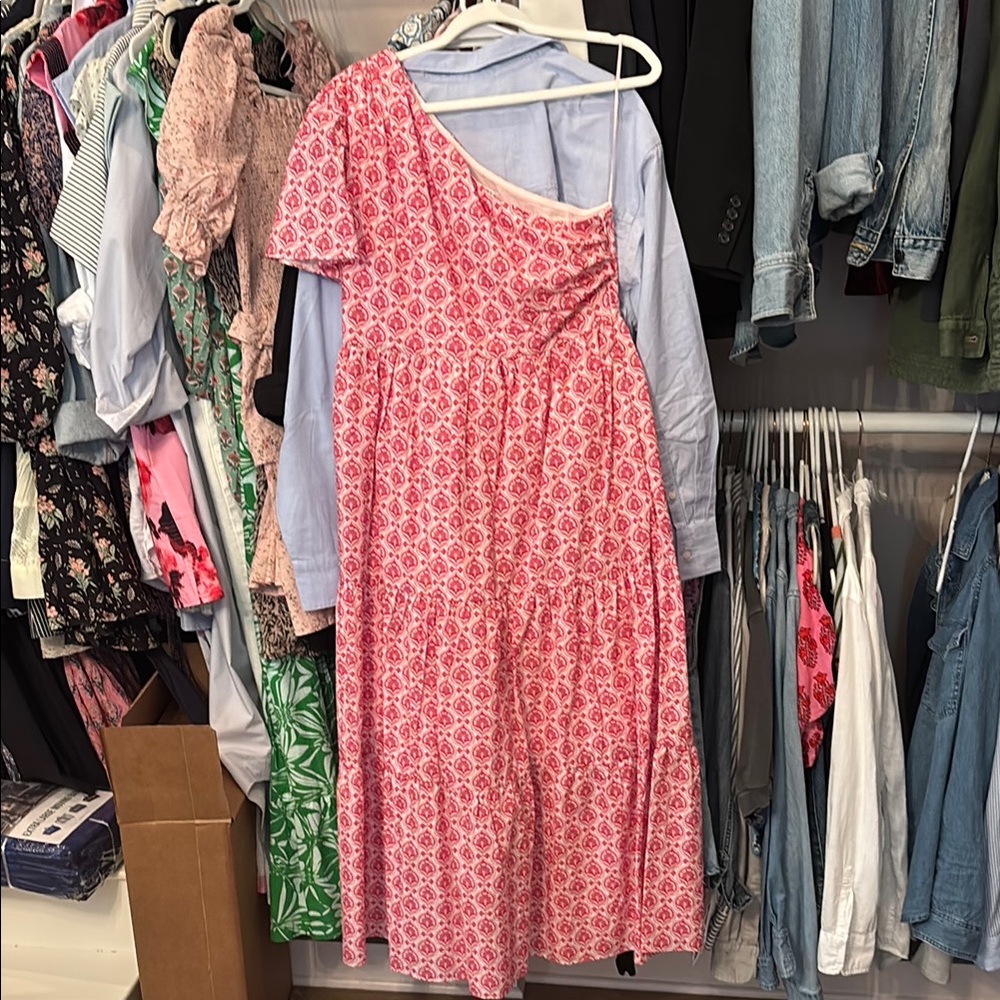 Floral Pink One-Shoulder Dress
